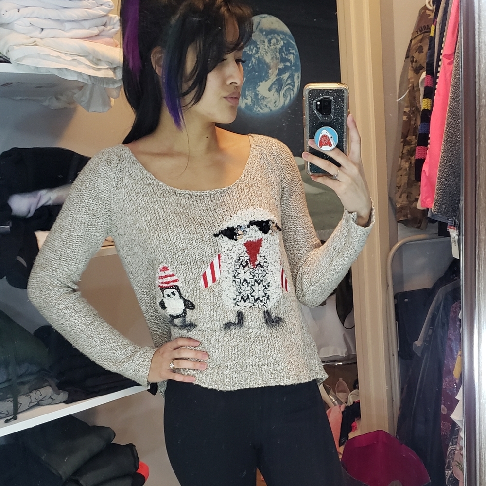 American Rag tan penguin sweater